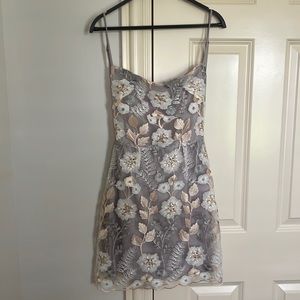 floral formal dress, the tag doesn’t say but i believe it’s a S or M